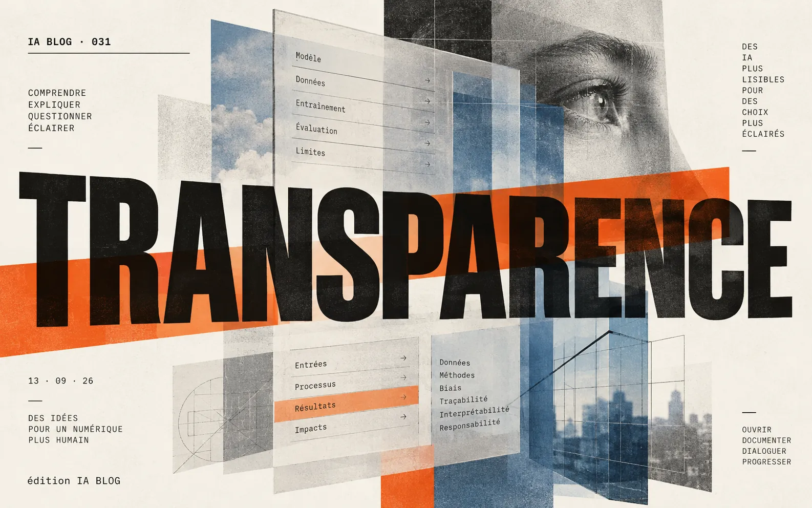 Illustration éditoriale IA BLOG sur la transparence des systèmes d’intelligence artificielle